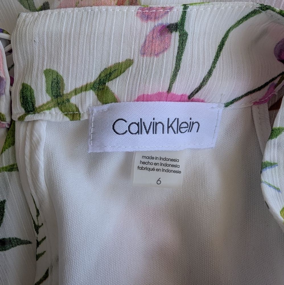 Calvin Klein Asymmetrical Ruffled Pink and Purple Maxi Dress - Picture 5 of 7